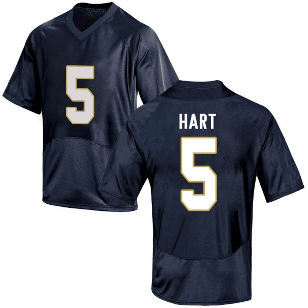 Cam Hart Notre Dame Fighting Irish NCAA Men's #5 Navy Blue Replica College Stitched Football Jersey BMK5255YQ